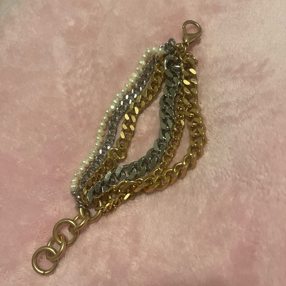 Elegant Gold and Silver Multi-Strand‎ Bracelet